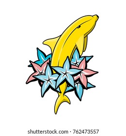 Banana dolphin with color stars carambolas.