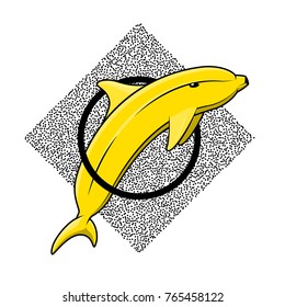 Banana dolphin style dot work. Sketch tattoo