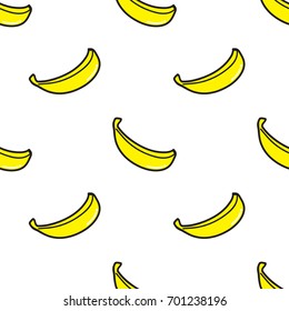 banana doodle hand drawing seamless background. vector illustration.  