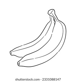 Banana doodle icon. Hand drawn black sketch. Vector Illustration.