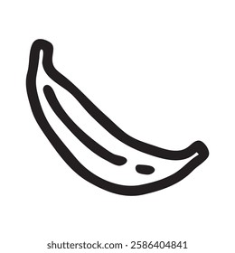 Banana doodle icon hand drawn with black line in freehand style. Vector illustration isolated on white background