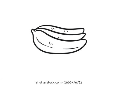 banana doodle icon vector hand drawing 