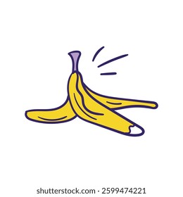 Banana doodle icon with white background vector stock illustration