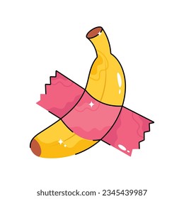 Eslabón del vector del doodle bananero relleno Sticker. archivo EPS 10