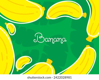 Banana drawing, Fruit hand drawn, vector illustration.