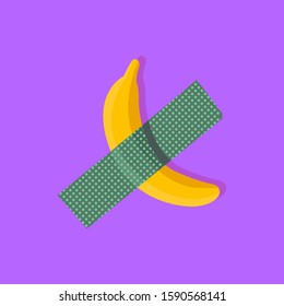 banana duct tape vector illustration in pop art style with dotted textured