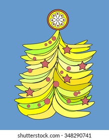 Banana an elegant Christmas tree. For the coming year of the monkey.