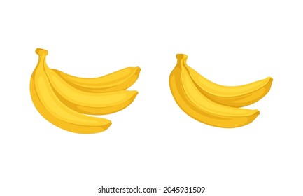 Banana as Elongated, Edible Fruit Covered with Yellow Rind Vector Set