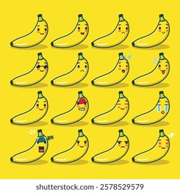 a Banana Emoticon Set for a sticker or element design