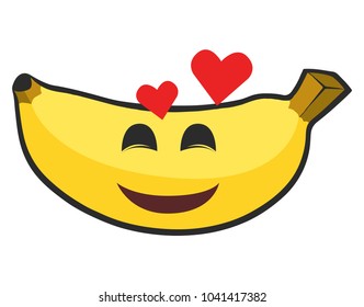 banana emotion. in love with, hearts over head. emoji
