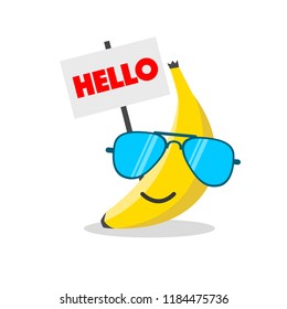 Banana face cartoon with emotion