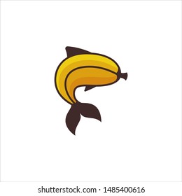 Banana Fish Funny Cartoon Fruit Animal Stock Vector Royalty Free