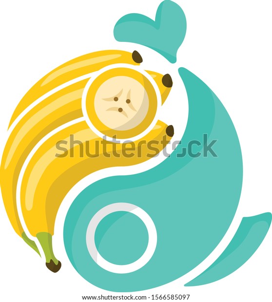 Banana Fish Symbol Ying Yang Shape Stock Vector Royalty Free