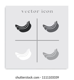 Banana flat black and white vector icon.
