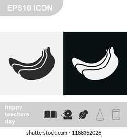 Banana flat black and white vector icon.