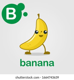 banana flat fun cute fruit and vegetable character for kids children education and kindergarten