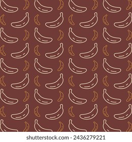 Banana Flat Icon Wiederholung trendige Muster mehrfarbig braun Vektor-Illustration Hintergrund