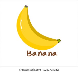 Banana flat icon vector with text Banana.