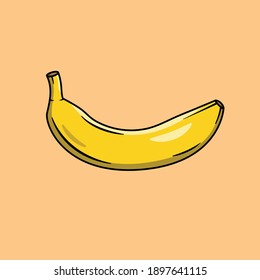 Banana Flat Illustration, Fruit Illustration, Simple Illustration Vector Icon Layered