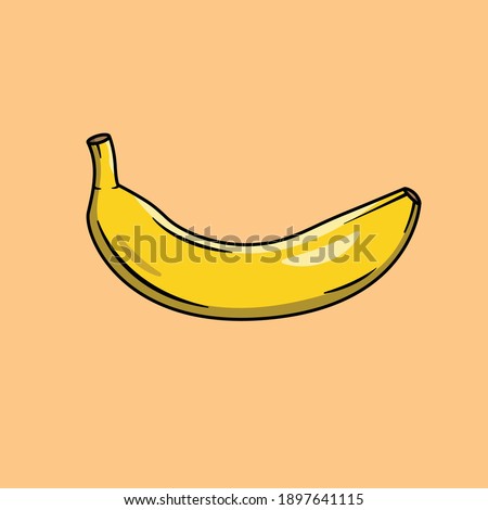 Banana Flat Illustration, Fruit Illustration, Simple Illustration Vector Icon Layered