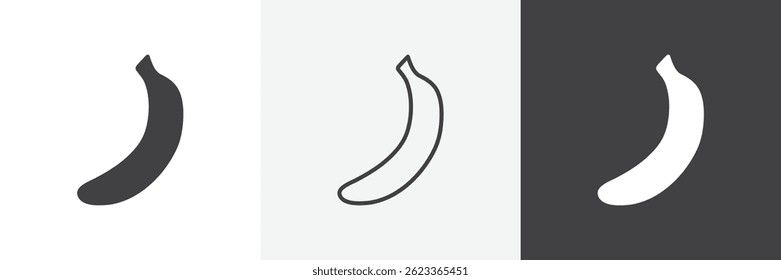 banana flat and liner vector icons set