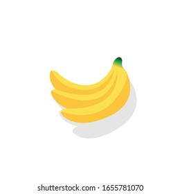 Banana Flat vector cartoon isolated on white background.