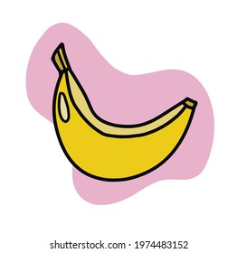 Banana Flat vector cartoon isolated on white background.