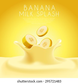 Banana Flavored Milk Label Template : Vector Illustration