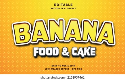 banana food and cake editable text effect with modern and simple style, usable for logo or campaign title