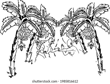 banana forest artwork landscape vector art