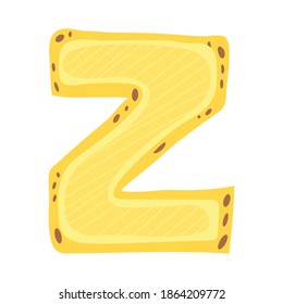 Banana in a form of letter Z - fruit lettering design. Vector illustration.