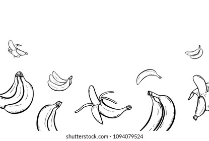 Banana Frame hand drawn background with place for your text on top of bananas vector template for poster, flyer,wallpaper. pattern.