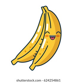 banana fresh fruit character handmade drawn