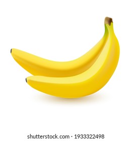 Banana. Fresh single realistic fruit isolated on white background. For your project. Vector illustration.