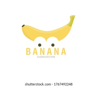 Banana fruit abstract logo, icon, label, symbol Concept. Vector Design Illustration