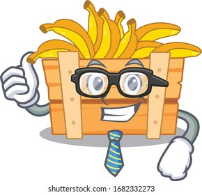 banana fruit box Businessman cartoon character with glasses and tie