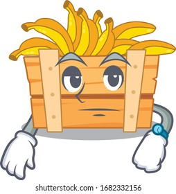 Banana fruit box on waiting gesture mascot design style