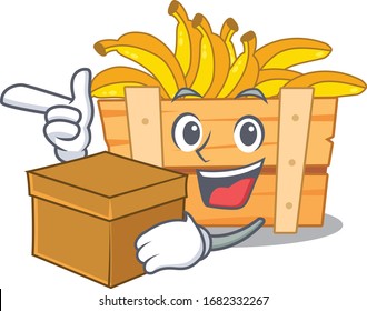 banana fruit boxcartoon design style having a box