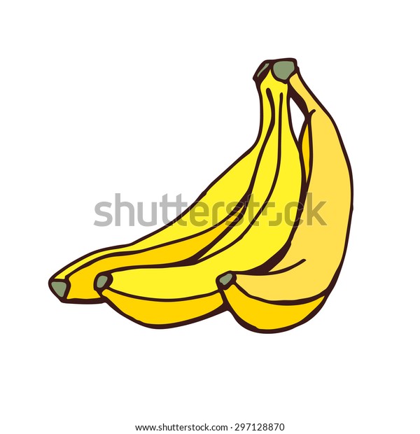 Banana Fruit Bunch Hand Drawn Sketch Stock Vector (Royalty Free) 297128870