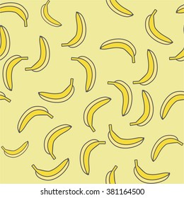 Banana fruit bunch. Seamless pattern. Hand drawn sketch. Vector illustration.