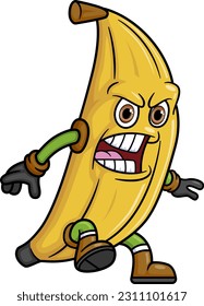 Banana fruit cartoon character mascot design of illustration