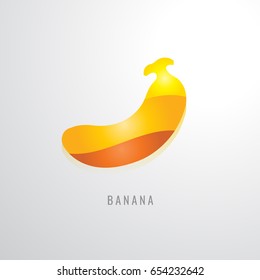 Banana Fruit colour gradation Yellow. orange. red. modern design vector illustration. on a White Background. Icon. logo. Symbol.