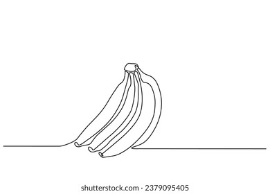 banana fruit in continuous line art drawing style. Banana fruit single line concept in doodle style on white background. Vector illustration