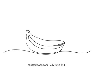 banana fruit in continuous line art drawing style. Banana fruit single line concept in doodle style on white background. Vector illustration