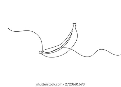Bananenfrucht durchgehende einzeilige Zeichnung für gesunde Snack-Menü minimalistische Kontur Vektordesign