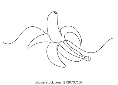 Banana fruit continuous one line drawing minimalist style isolate outline
