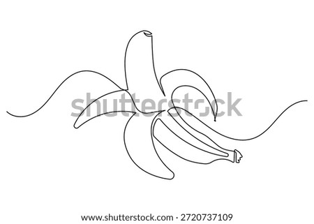 Banana fruit continuous one line drawing minimalist style isolate outline