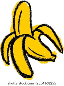 Banana Fruit Crayon Chalk Drawing Colorful Vector