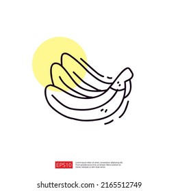 banana fruit doodle line icon