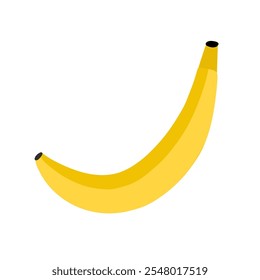 Banana fruit element in cartoon style. Fresh food isolated on white background. Organic healthy food clipart. Vector illustration